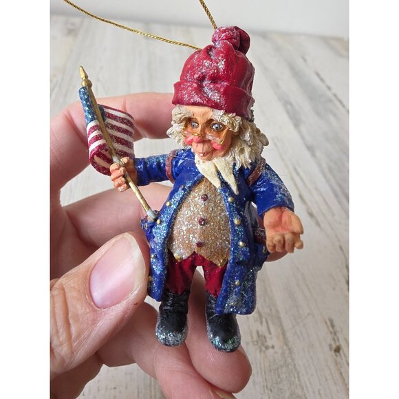 D henderson drolleries plague elf ornament sparkle glitter 4th of July vintage 2 - Picture 2 of 8